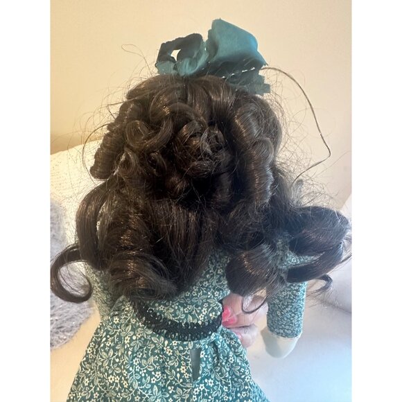 Handmade Vintage Rag Doll In Green Floral Dress & Lace Trim By Cattle Kate Jacks - Picture 11 of 11